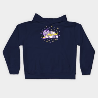 Grillin & Chillin - 90s BBQ Cookout Triangle Pattern Kids Hoodie